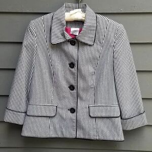 Tribella Black White Gingham Check with Pink Lining Jacket size 6